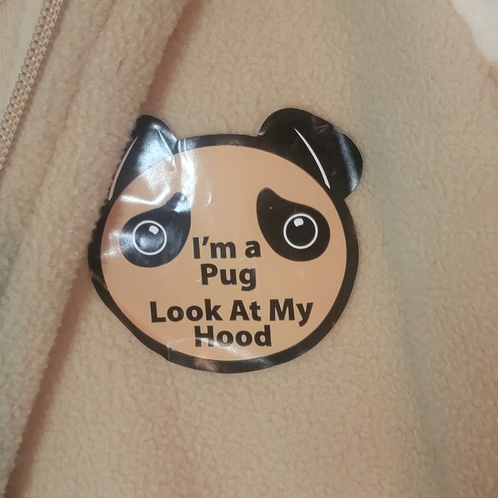 Beige Pug Onesie with Black Paw Prints - Picture 3 of 7